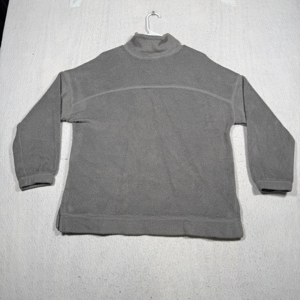 Old Navy Gray Sherpa Fleece Quarter Zip Pullover Kangaroo Pocket Mens Medium - Picture 2 of 4